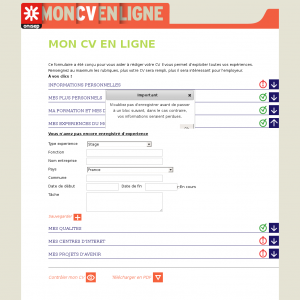 CV en ligne ONISEP